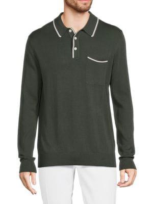 Tipped Long Sleeve Sweater Polo商品第1张图片规格展示