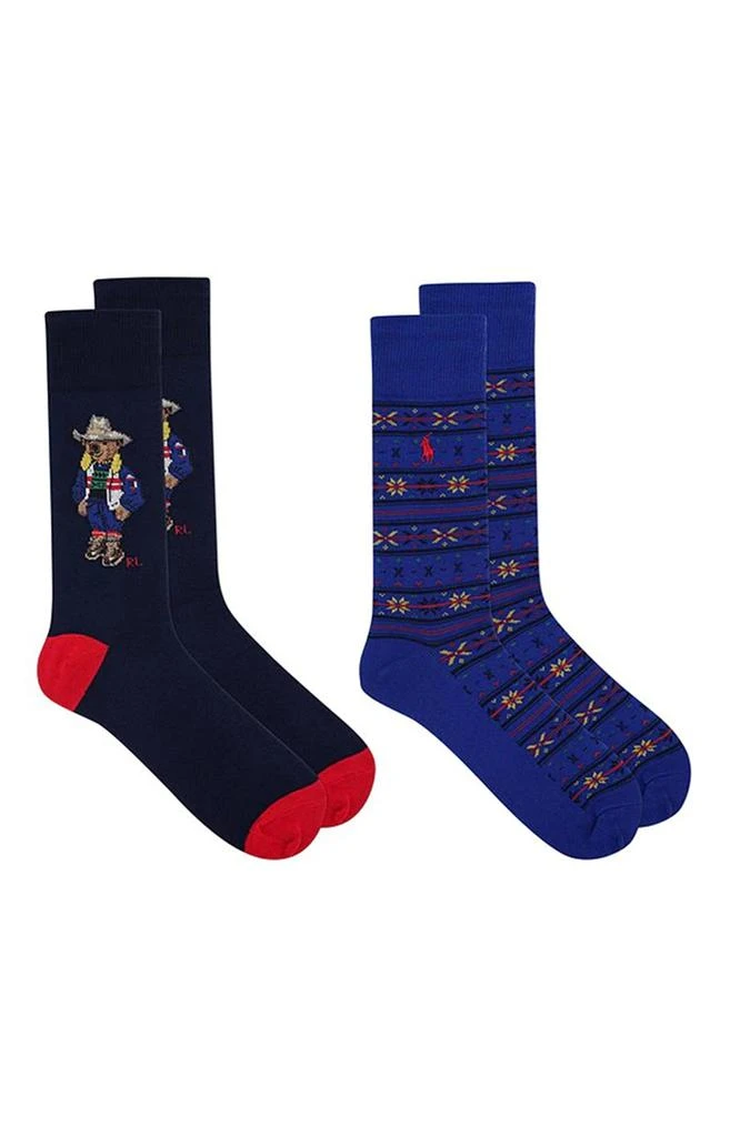 商品Ralph Lauren|(8991056PK) Sun Valley Bear Slack 2 Pack Socks,价格¥142,第1张图片