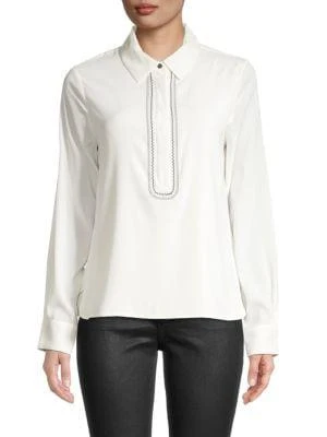 商品Karl Lagerfeld Paris|Stitched-Trim Top,价格¥121,第1张图片