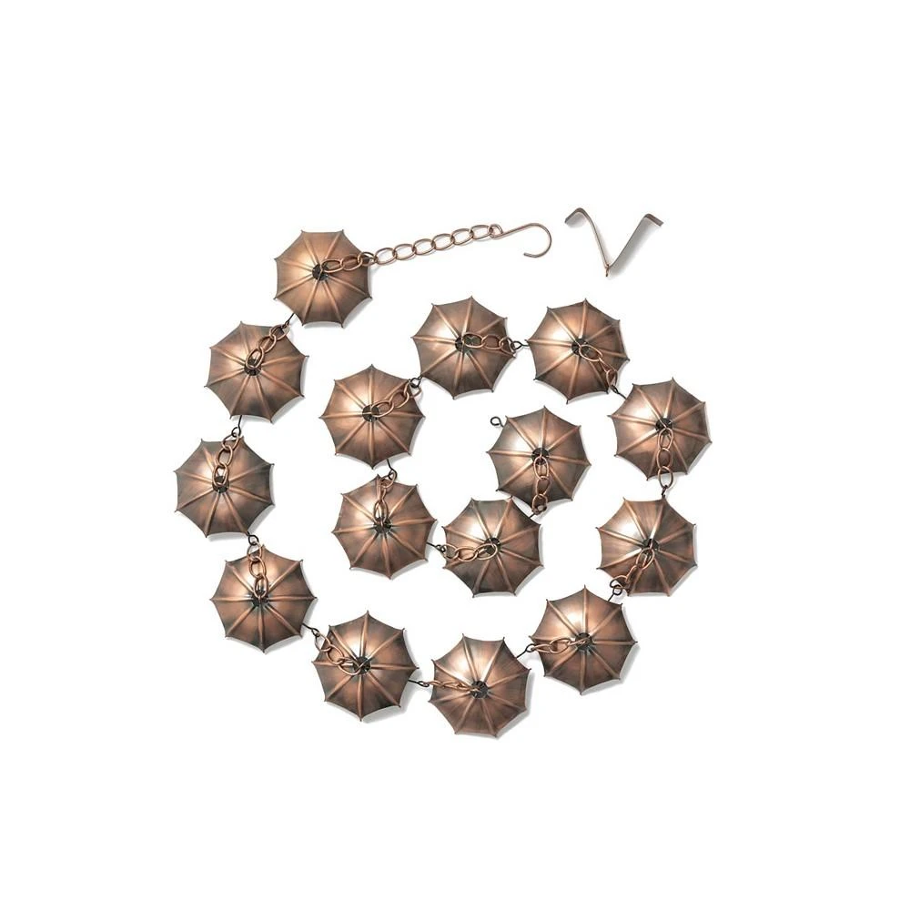 商品Glitzhome|8.5' Faux Copper Umbrella Shaped Rain Chain with V-Shaped Gutter Clip,价格¥489,第1张图片