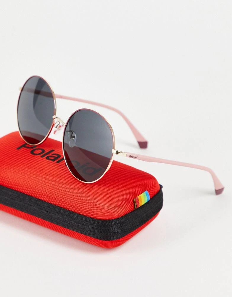 商品Polaroid|Polaroid retro round sunglasses in pink PLD 4105/G/S,价格¥158,第2张图片详细描述