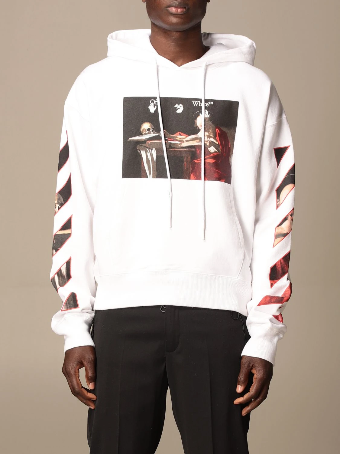 商品Off-White|男士图案印花连帽卫衣 白色 OMBB037R21FLE002-0125,价格¥2192,第1张图片