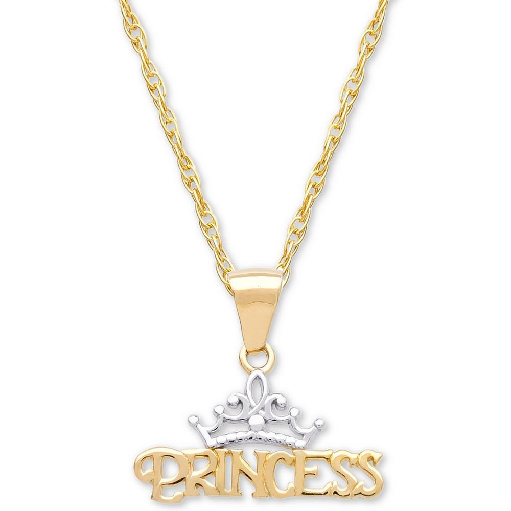 商品Disney|Children's Princess Tiara 15" Pendant Necklace in 14k Gold,价格¥1015,第1张图片