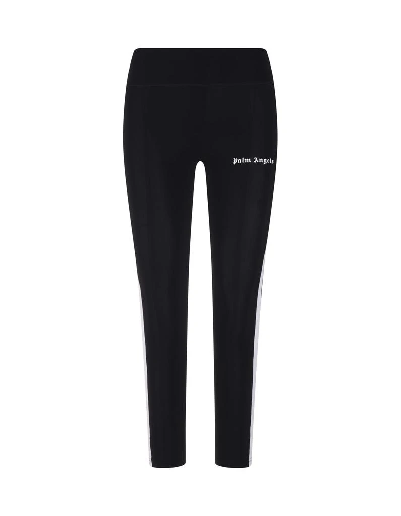 商品Palm Angels|Palm Angels Woman Black Leggings With Contrast Logo And Side Bands,价格¥1321,第1张图片