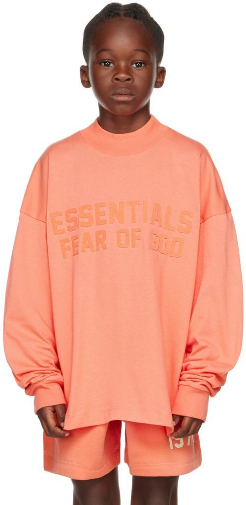 商品Essentials|Kids Pink Logo Long Sleeve T-Shirt,价格¥283,第1张图片