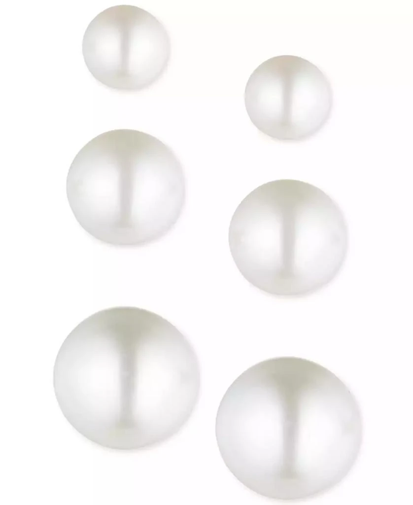 商品Anne Klein|3-Pc. Set Gold-Tone Imitation Pearl Stud Earrings,价格¥157,第1张图片