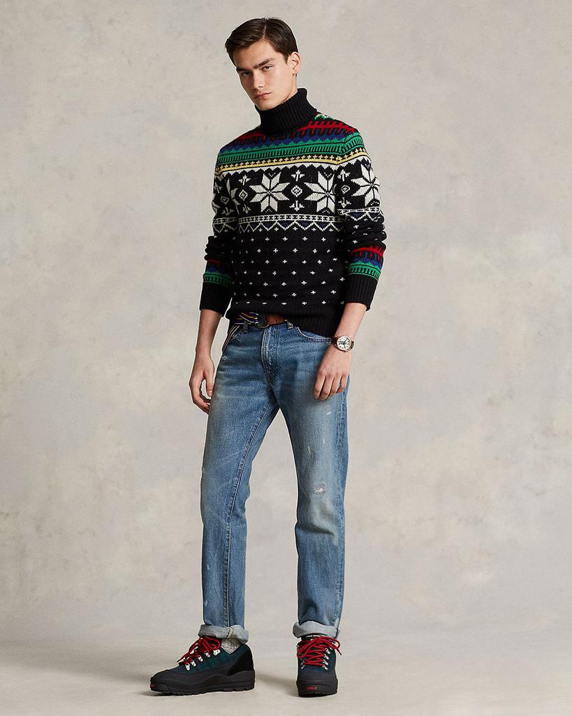 Wool Fair Isle Intarsia Knit Regular Fit Turtleneck Sweater商品第2张图片规格展示