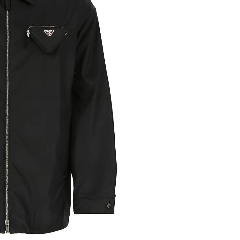 商品[国内直发] Prada|普拉达 FW21 休闲翻领徽标logo拉链夹克外套 男款 黑色,价格¥11911,第7张图片详细描述