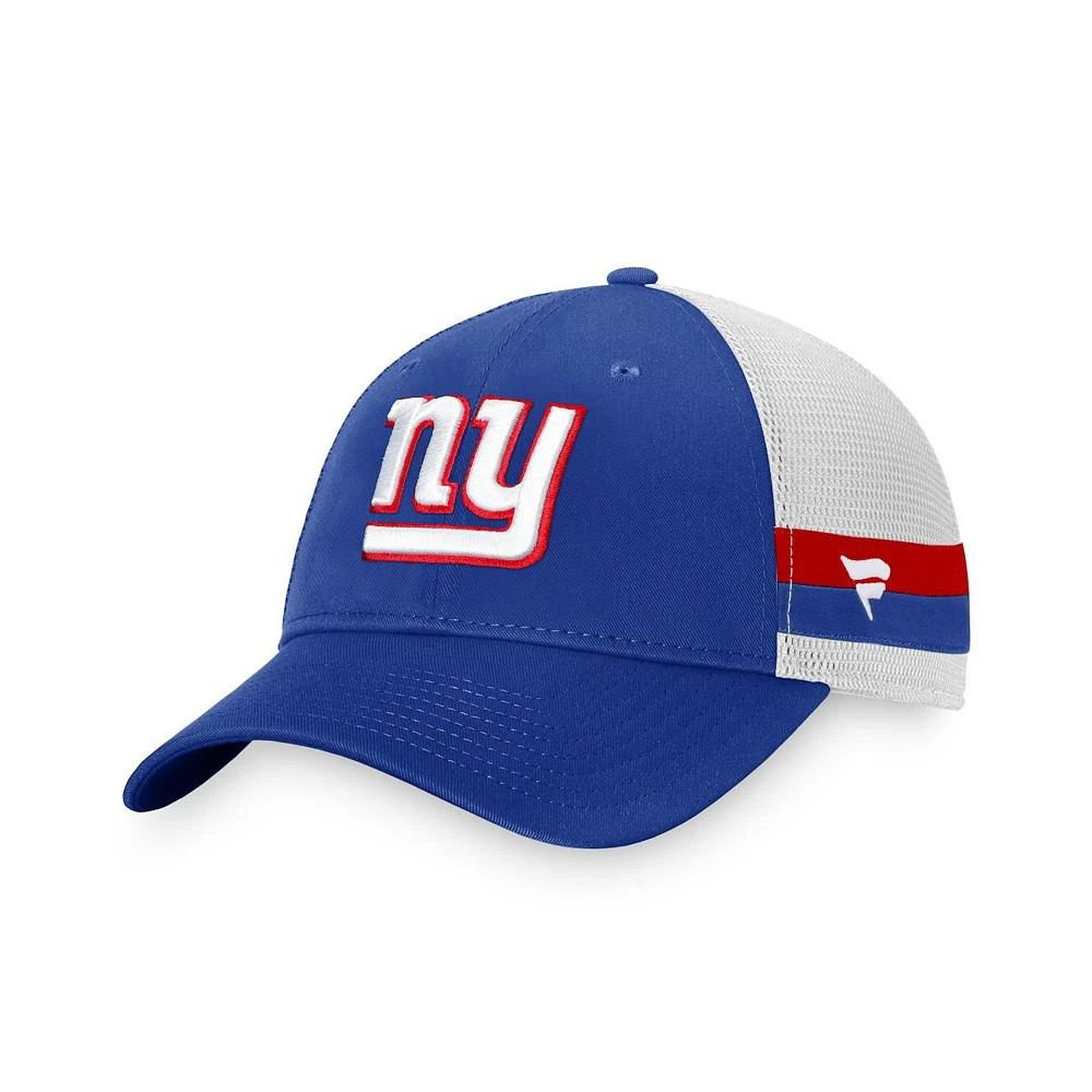 商品Fanatics|Men's Branded Royal, White New York Giants Iconic Team Stripe Trucker Snapback Hat,价格¥190,第1张图片