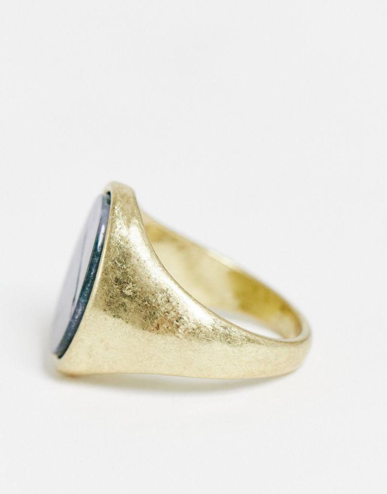 Reclaimed Vintage inspired signet ring with semi precious Stone exclusive at ASOS商品第3张图片规格展示