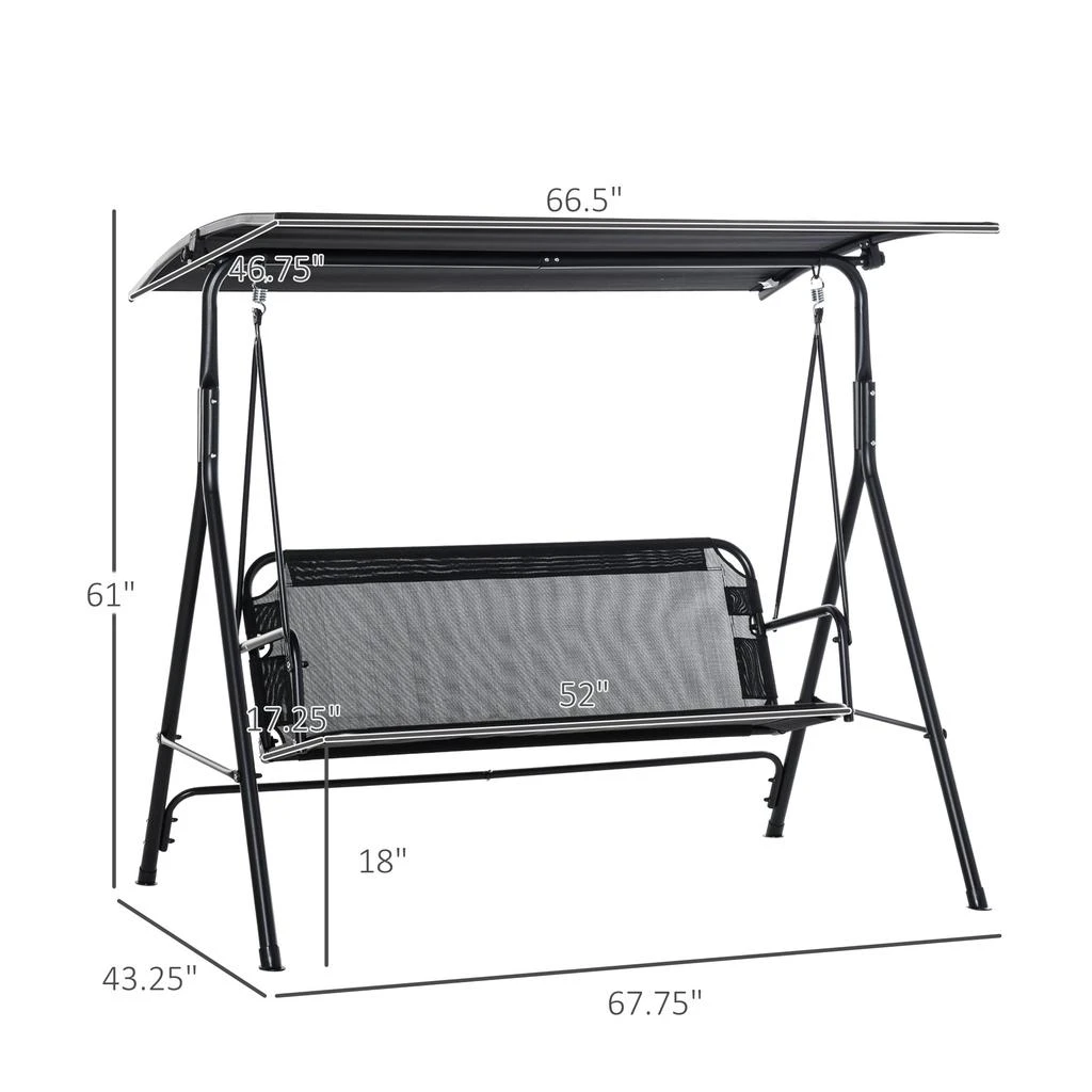 商品Streamdale Furniture|Streamdale Patio Swing Chair with Canopy,价格¥2590,第5张图片详细描述