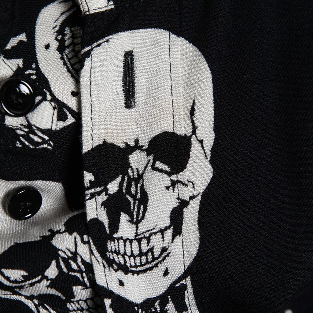 商品[二手商品] Yves Saint Laurent|Saint Laurent Black Skull Print Twill Shirt Dress M,价格¥3351,第6张图片详细描述
