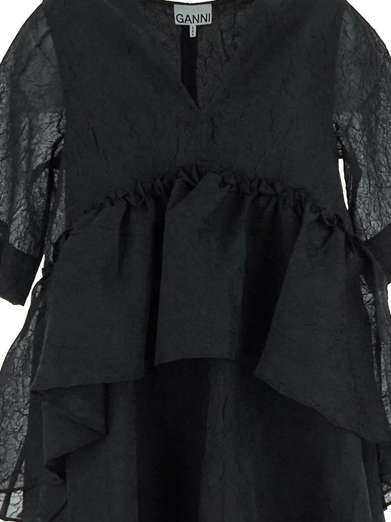 商品Ganni|Crinkled Georgette Flounce Mini Dress,价格¥2544,第3张图片详细描述