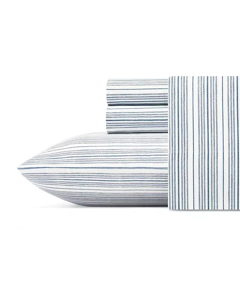 商品Nautica|Beaux Stripe Cotton Percale 4-Piece Sheet Set, King,价格¥399,第1张图片