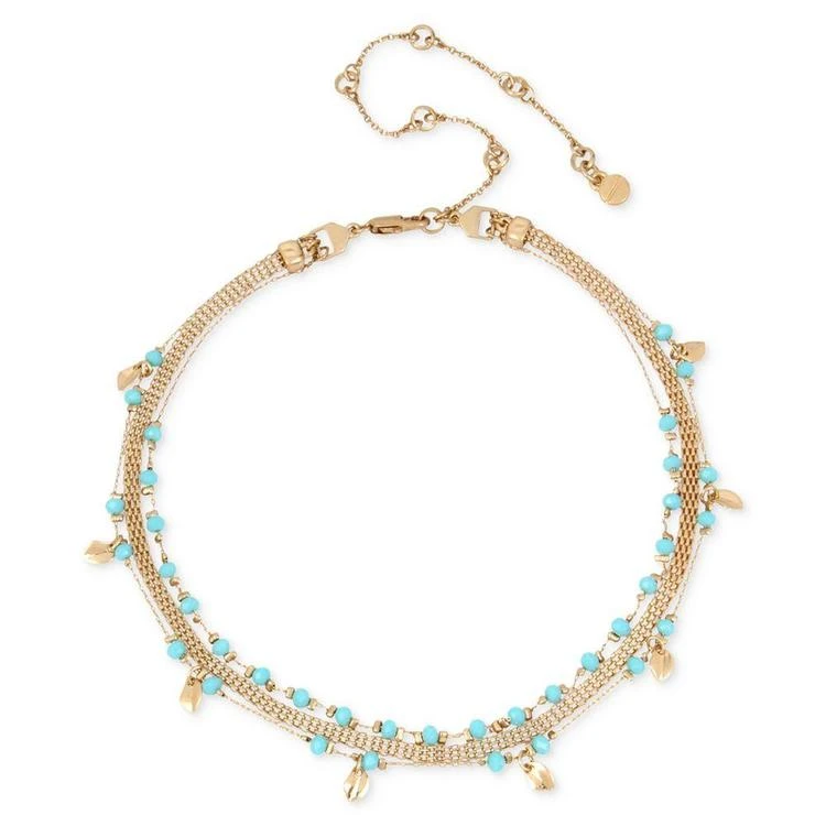 商品Kenneth Cole|Gold-Tone Blue Bead Triple-Chain Choker Necklace,价格¥254,第1张图片