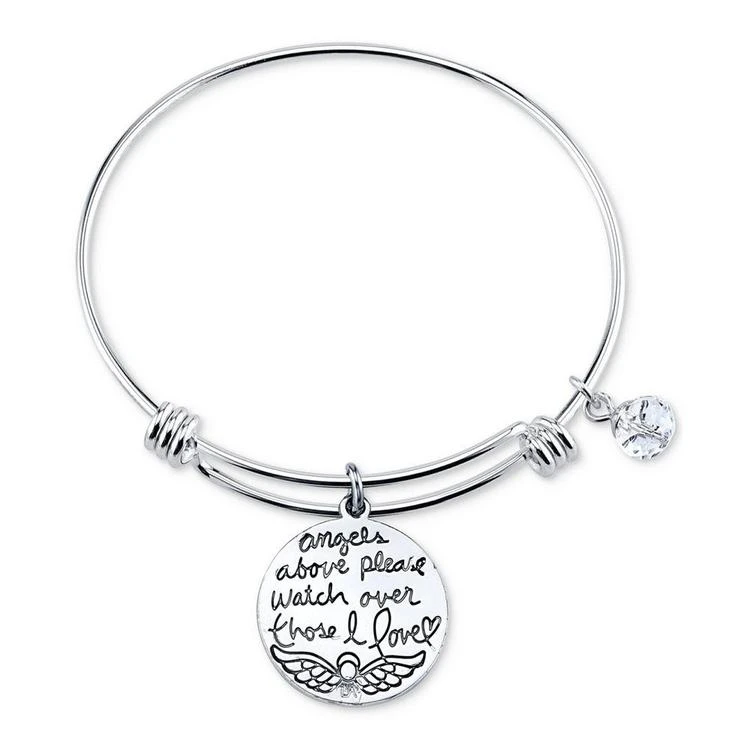 商品Unwritten|Two-Tone Angel Charm Bangle Bracelet in Stainless Steel,价格¥105,第3张图片详细描述