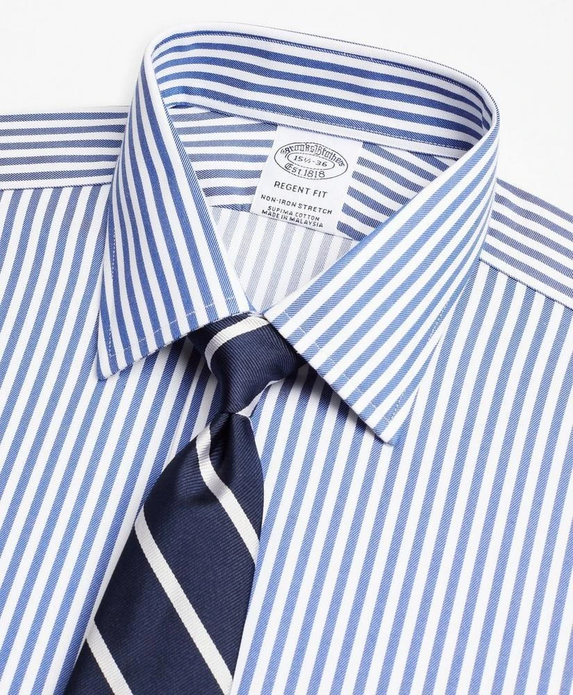 商品Brooks Brothers|Stretch Regent Regular-Fit Dress Shirt, Non-Iron Twill Ainsley Collar French Cuff Bold Stripe,价格¥369,第2张图片详细描述