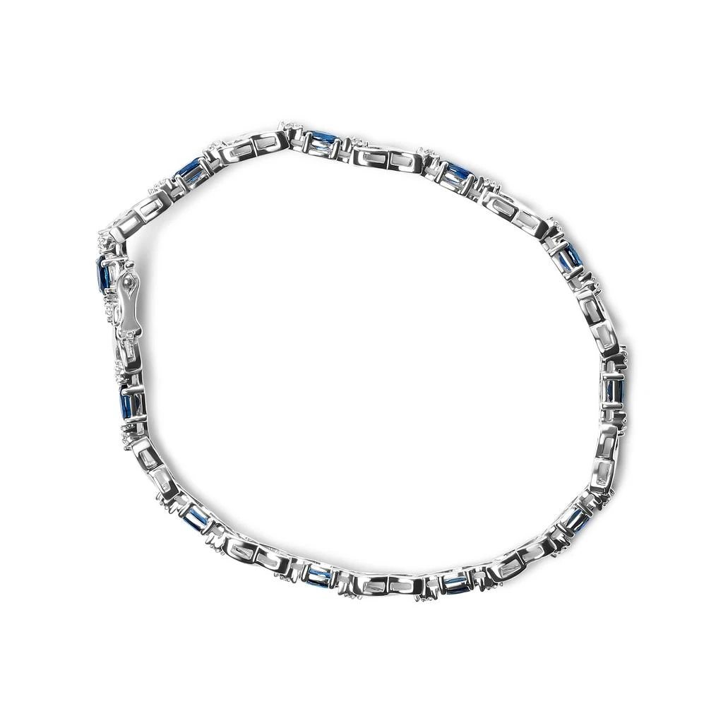 商品Haus of Brilliance|10K White Gold 5x4mm Oval Sapphire Gemstone and 1/10 Cttw Diamond Prong Set "X" Link Bracelet,价格¥31840,第3张图片详细描述