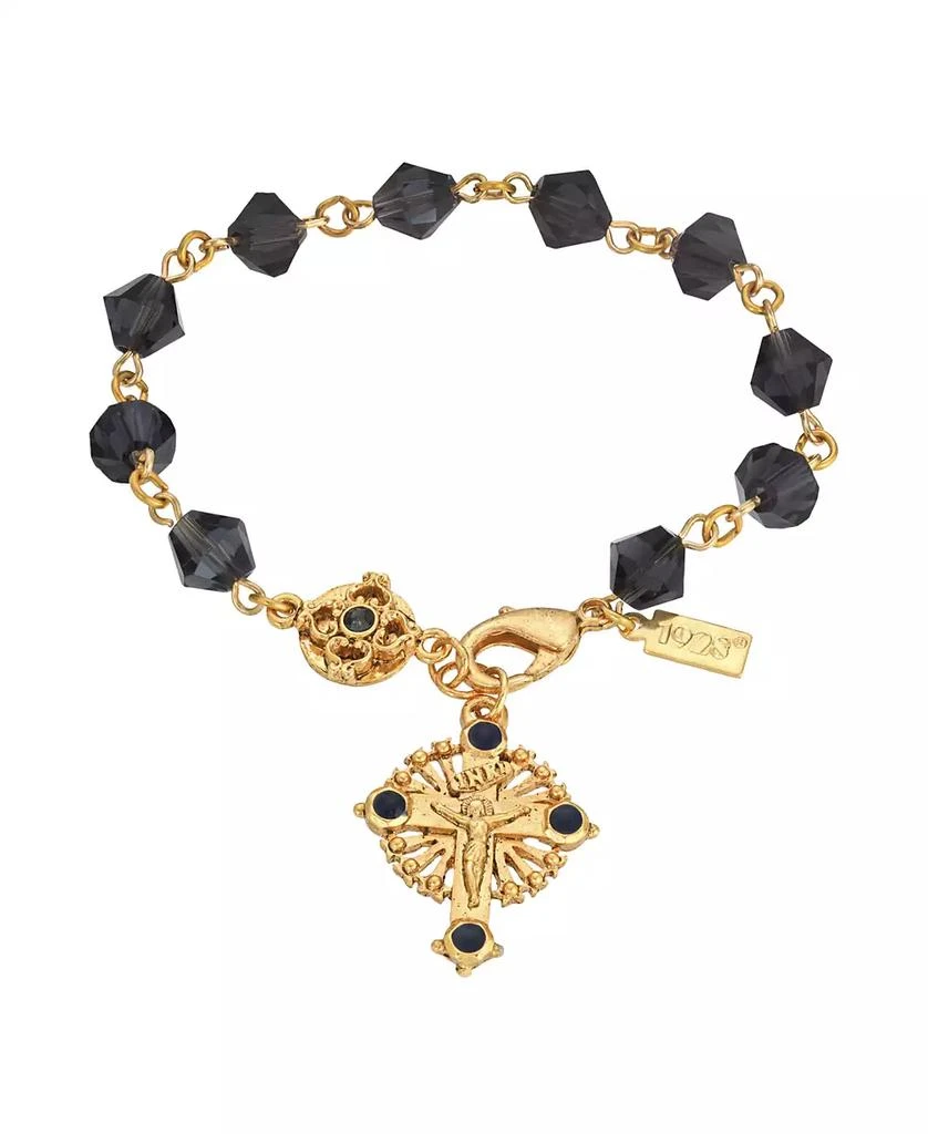 商品Symbols of Faith|14K Gold-Dipped Blue Bead Windows to Heaven Rosary Crucifix Bracelet,价格¥463,第1张图片