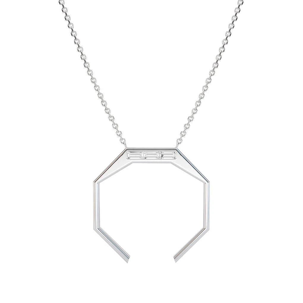 商品AME|Âme Angles 18K White Gold, Lab-Grown Diamond 0.28ct. tw. Medium Octagon Pendant Necklace,价格¥12489,第1张图片