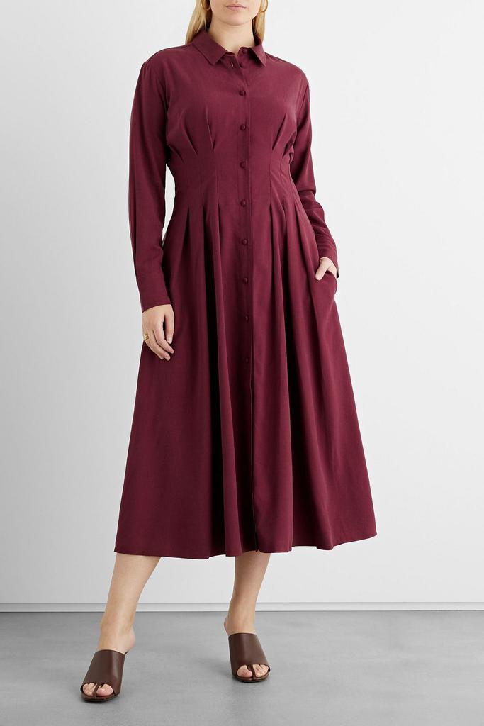 Charlotte pleated Lyocell-blend midi shirt dress商品第2张图片规格展示