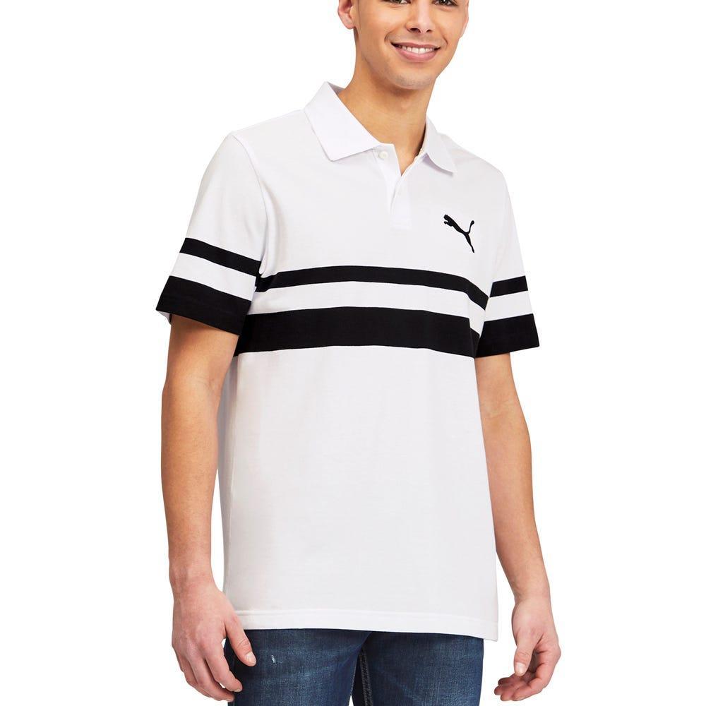商品Puma|Essentials Striped Cat Short Sleeve Polo Shirt,价格¥186,第1张图片