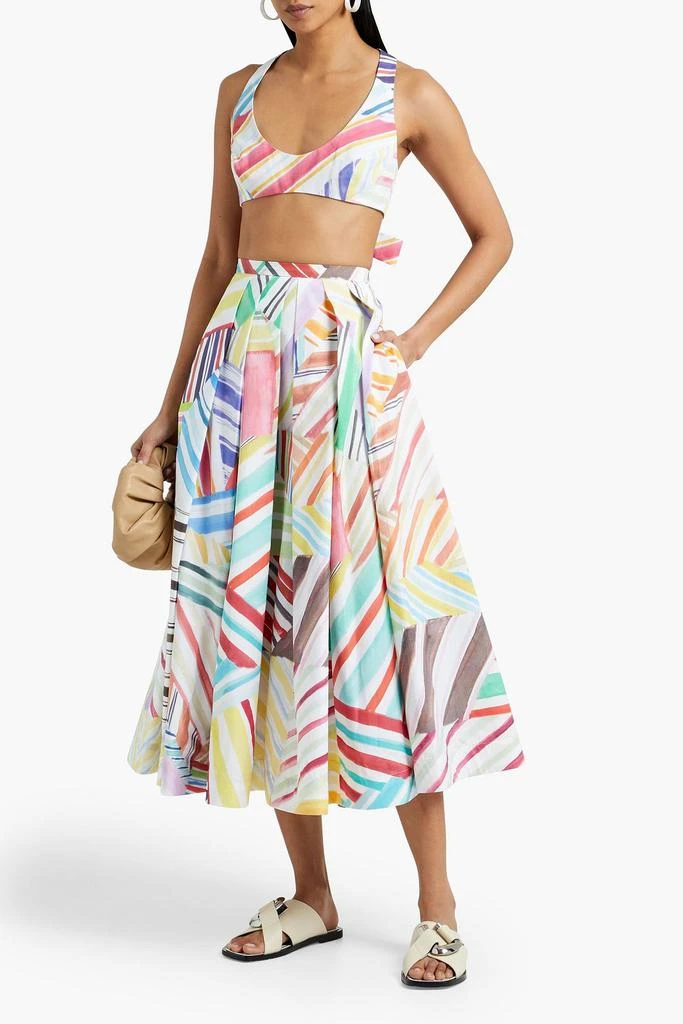 商品Rosie Assoulin|Pleated printed cotton-poplin midi skirt,价格¥2231,第2张图片详细描述