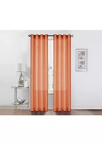 商品Kate Aurora|Aurora Kate Aurora 2 Pack Sparkly Metallic Sheer Grommet Curtains   52 In. W X 84 In. L Gray,价格¥247,第1张图片详细描述