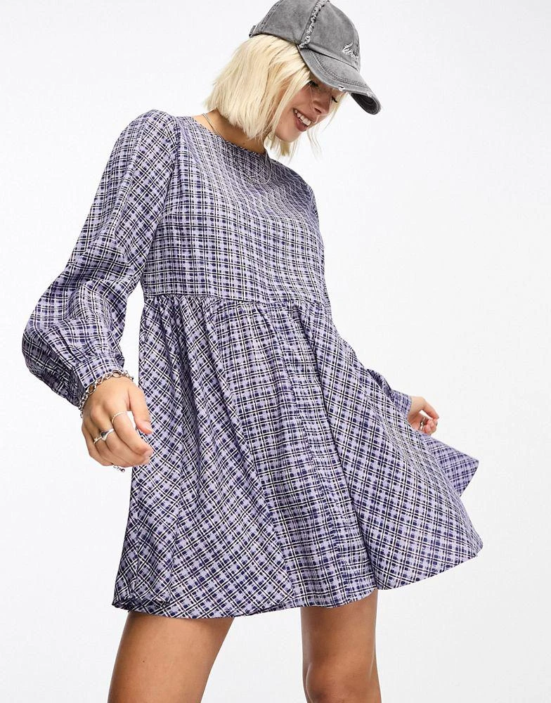 商品Daisy Street|Daisy Street mini smock dress in blue check,价格¥254,第1张图片