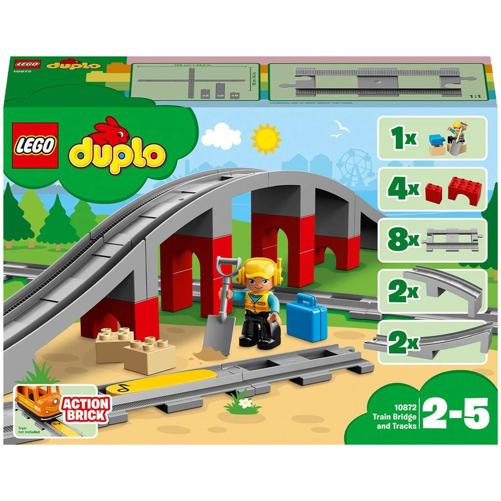 商品LEGO|LEGO DUPLO Town: Train Bridge and Tracks Building Set (10872),价格¥211,第1张图片详细描述