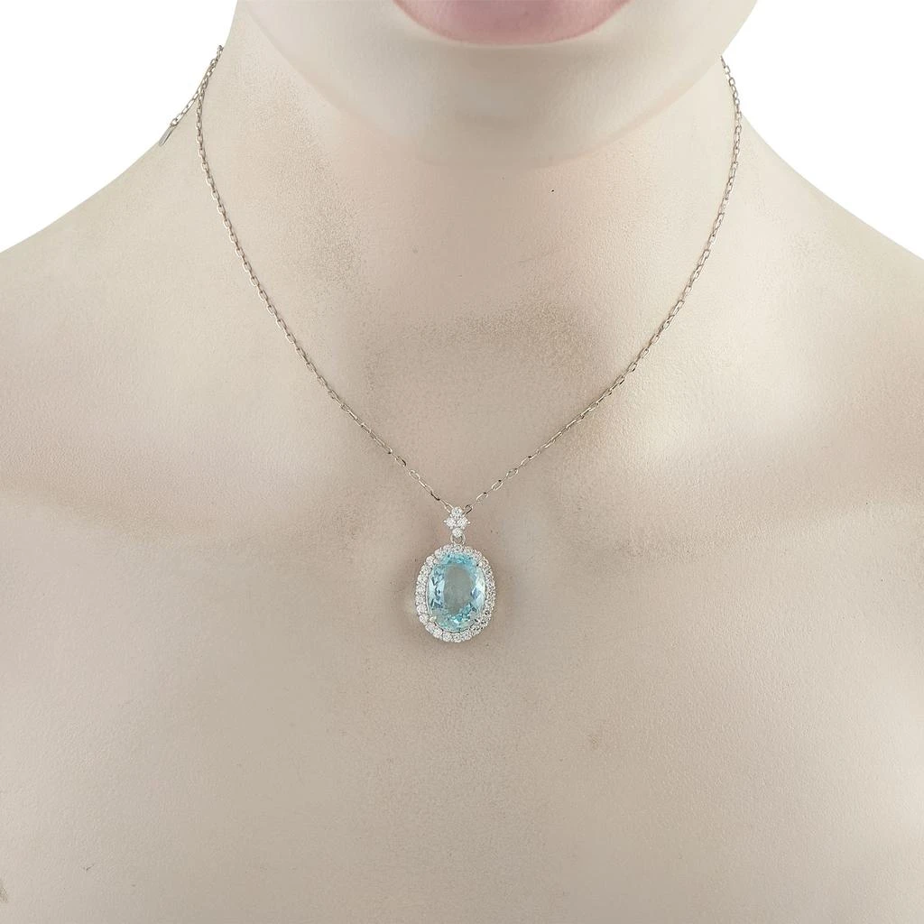 商品[二手商品] LB Exclusive|Platinum 0.97ct Diamond and Aquamarine Pendant Necklace MF08-101025,价格¥20259,第2张图片详细描述
