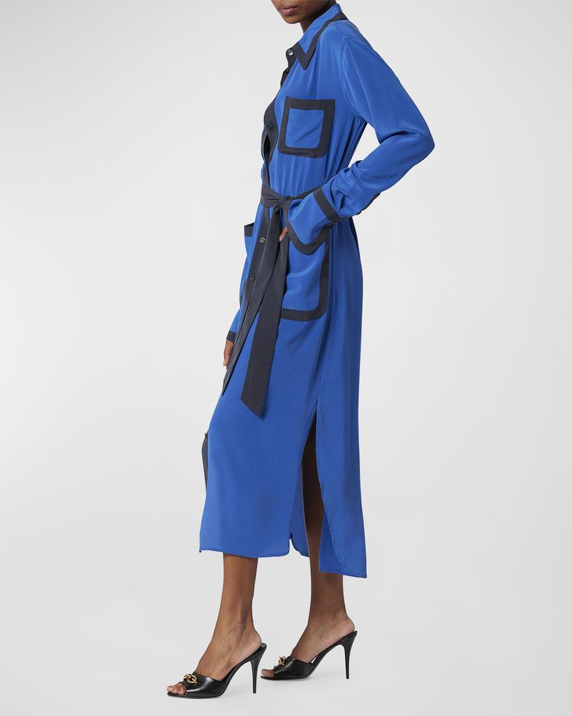 Elana Two-Tone Silk Midi Shirtdress商品第2张图片规格展示