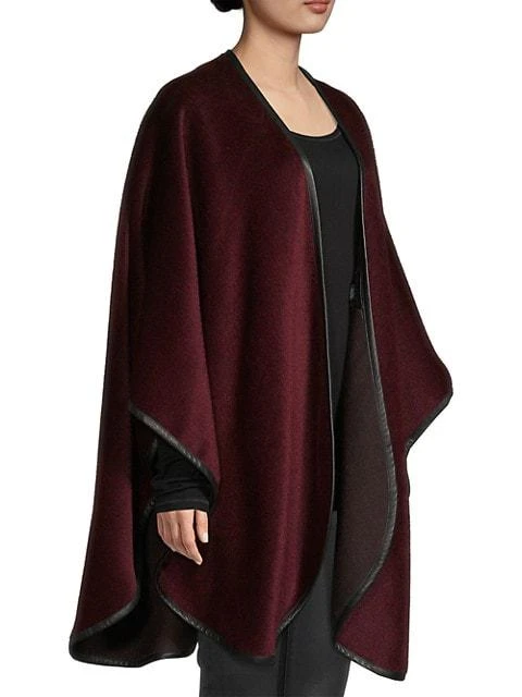 商品Sofia Cashmere|Leather-Trim Baby Alpaca U-Cape,价格¥3018,第4张图片详细描述