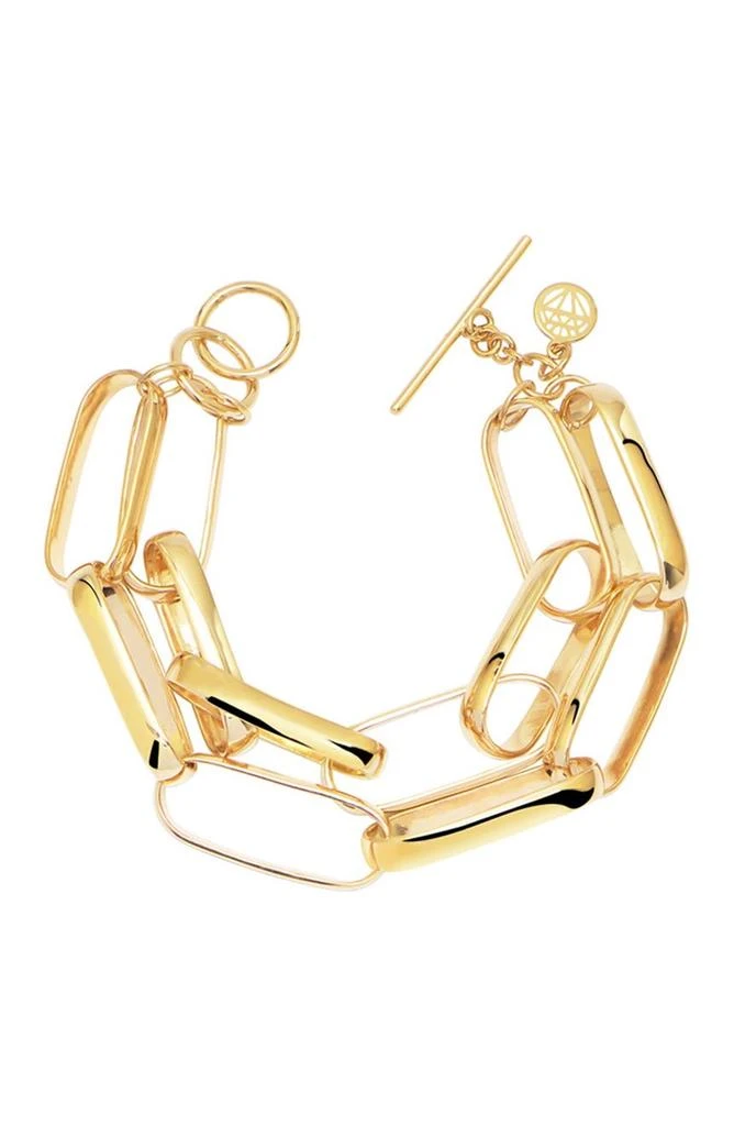 商品Gabi Rielle|14K Yellow Gold Vermeil Two Row Oval Chain Link Bracelet,价格¥480,第1张图片