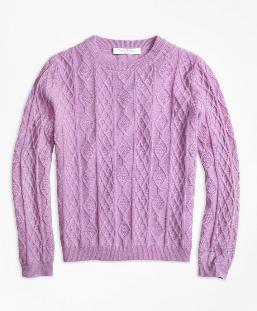 Girls Cashmere Diamond Cable Crewneck Sweater商品第1张图片规格展示