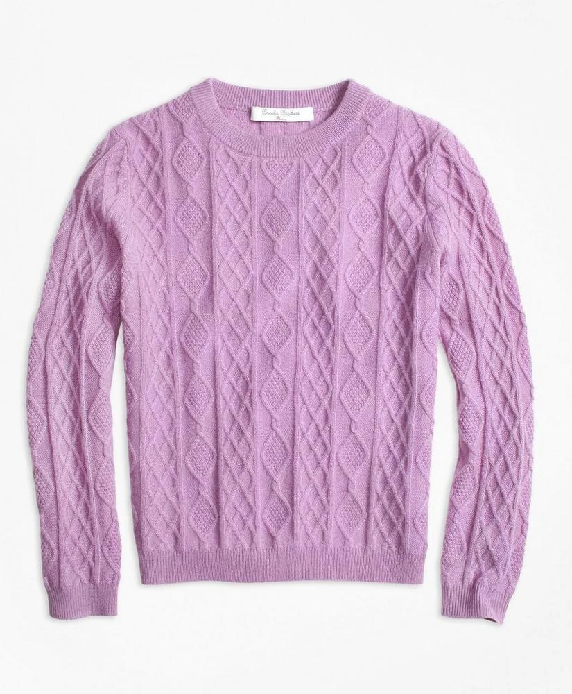 商品Brooks Brothers|Girls Cashmere Diamond Cable Crewneck Sweater,价格¥492,第1张图片