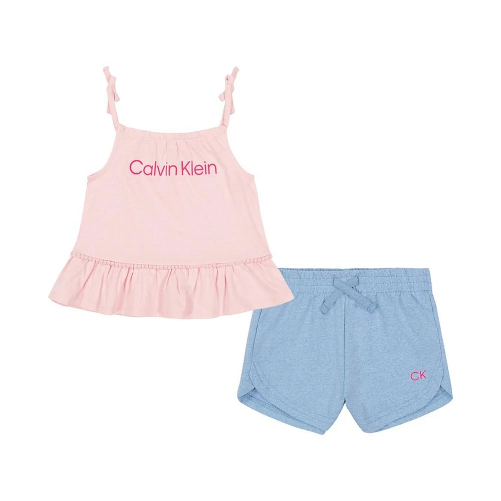 商品Calvin Klein|Baby Girls Tank Top and French Terry Shorts, 2 Piece Set,价格¥226,第1张图片