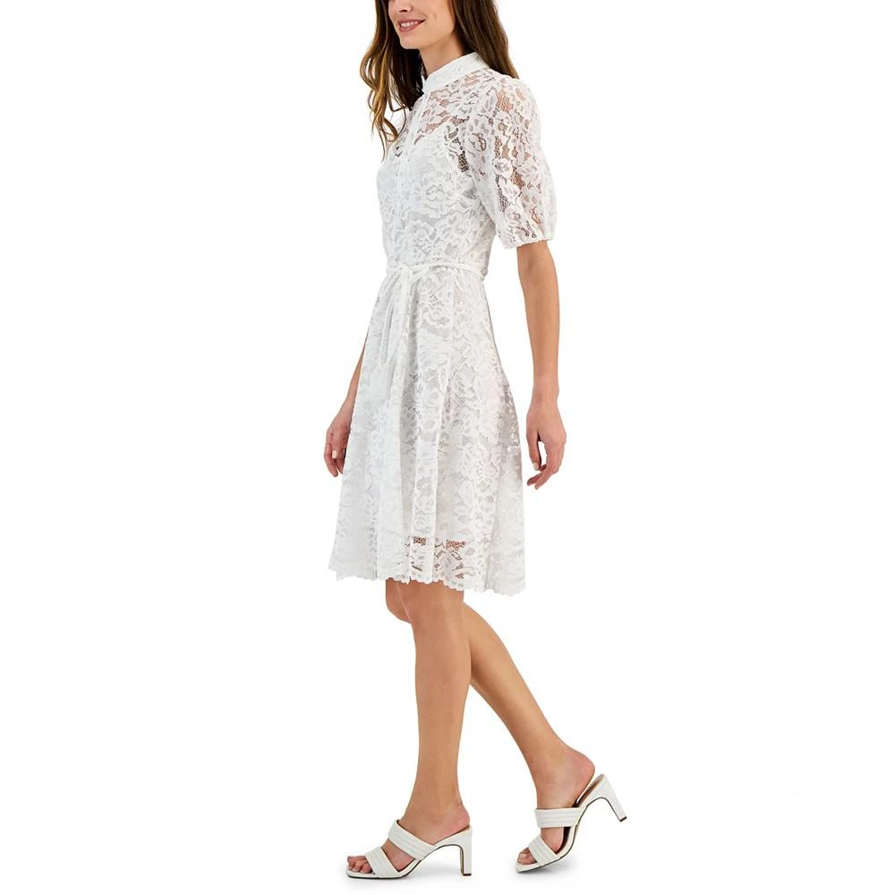 商品Tahari|Petite Lace Belted Fit & Flare Dress,价格¥432,第3张图片详细描述