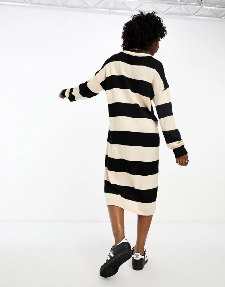 商品Daisy Street|Daisy Street slouchy midi dress in fluffy stripe knit,价格¥370,第2张图片详细描述