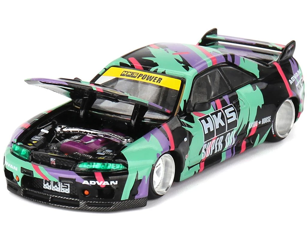 商品Mini GT|Nissan Skyline GT-R (R33) "HKS V1" RHD (Right Hand Drive) Black with Graphics (Designed by Jun Imai) "Kaido House" Special 1/64 Diecast Model Car by,价格¥284,第2张图片详细描述