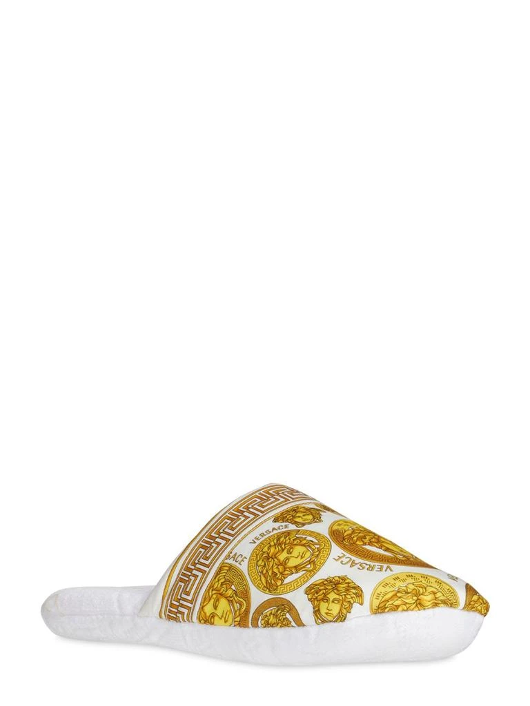 商品Versace|Medusa Amplified Printed Cotton Slippers,价格¥949,第1张图片详细描述