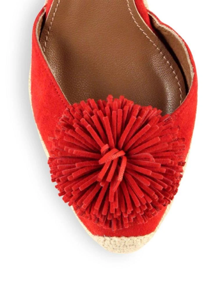 商品Aquazzura|Sunshine Pom-Pom Suede Wedge Espadrilles,价格¥2025,第3张图片详细描述