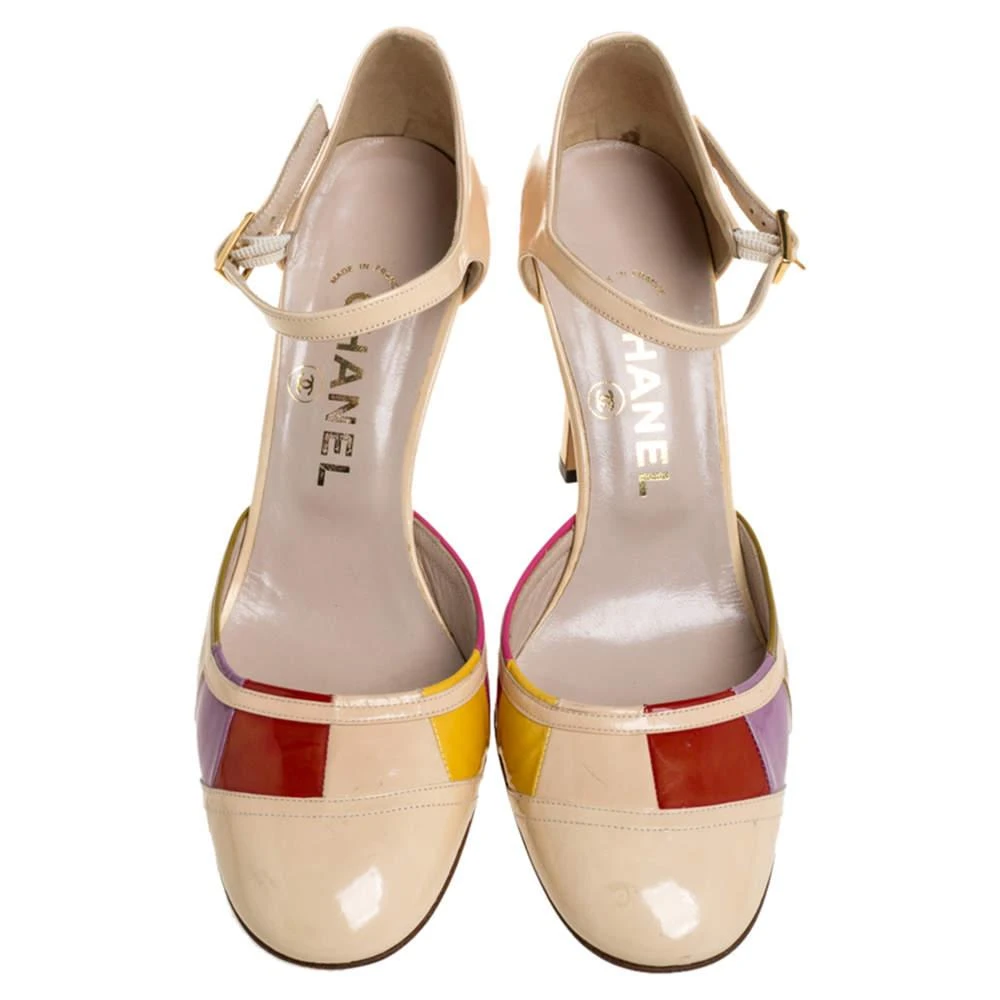 商品[二手商品] Chanel|Chanel Multicolor Patent Leather D'orsay Colorblock Ankle Strap Pumps Size 38,价格¥1848,第3张图片详细描述