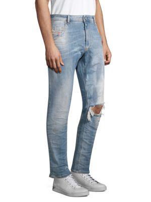 Krooley Distressed Tapered Jeans商品第3张图片规格展示