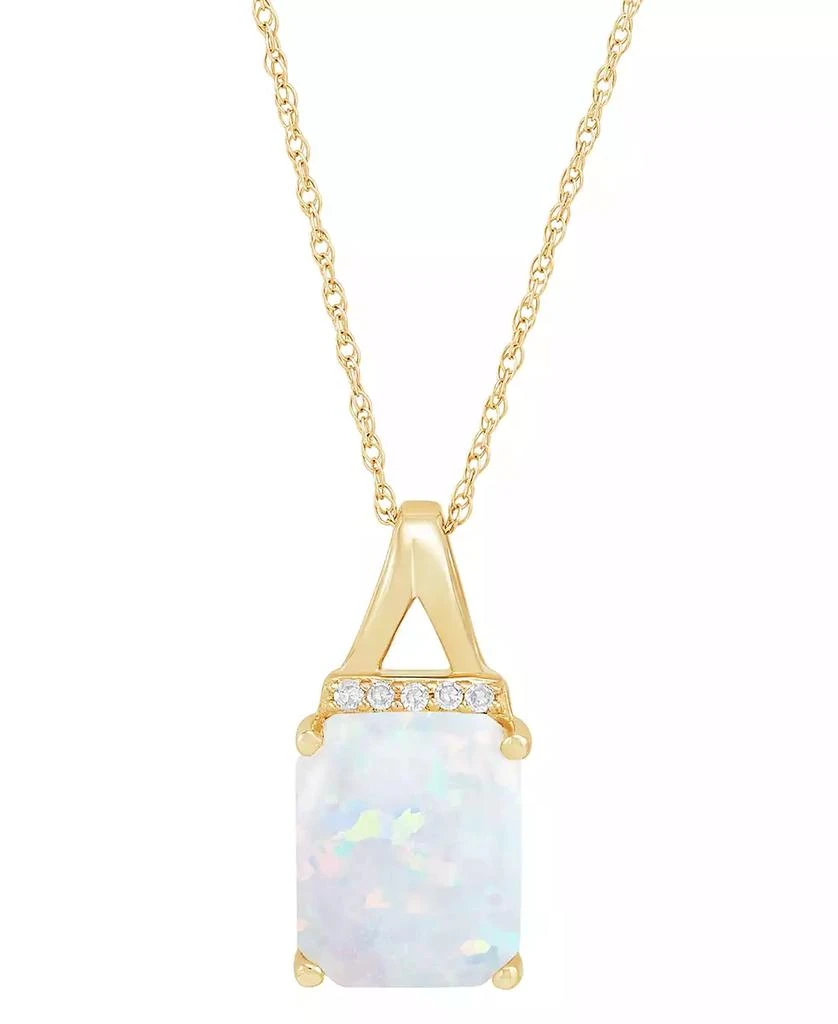 商品Macy's|Opal (1-3/4 ct. t.w.) & Diamond (1/20 ct. t.w.) 18" Pendant Necklace in 14k Gold,价格¥2501,第1张图片