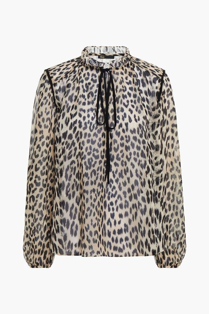 商品Maje|Lip gathered leopard-print chiffon blouse,价格¥552,第1张图片