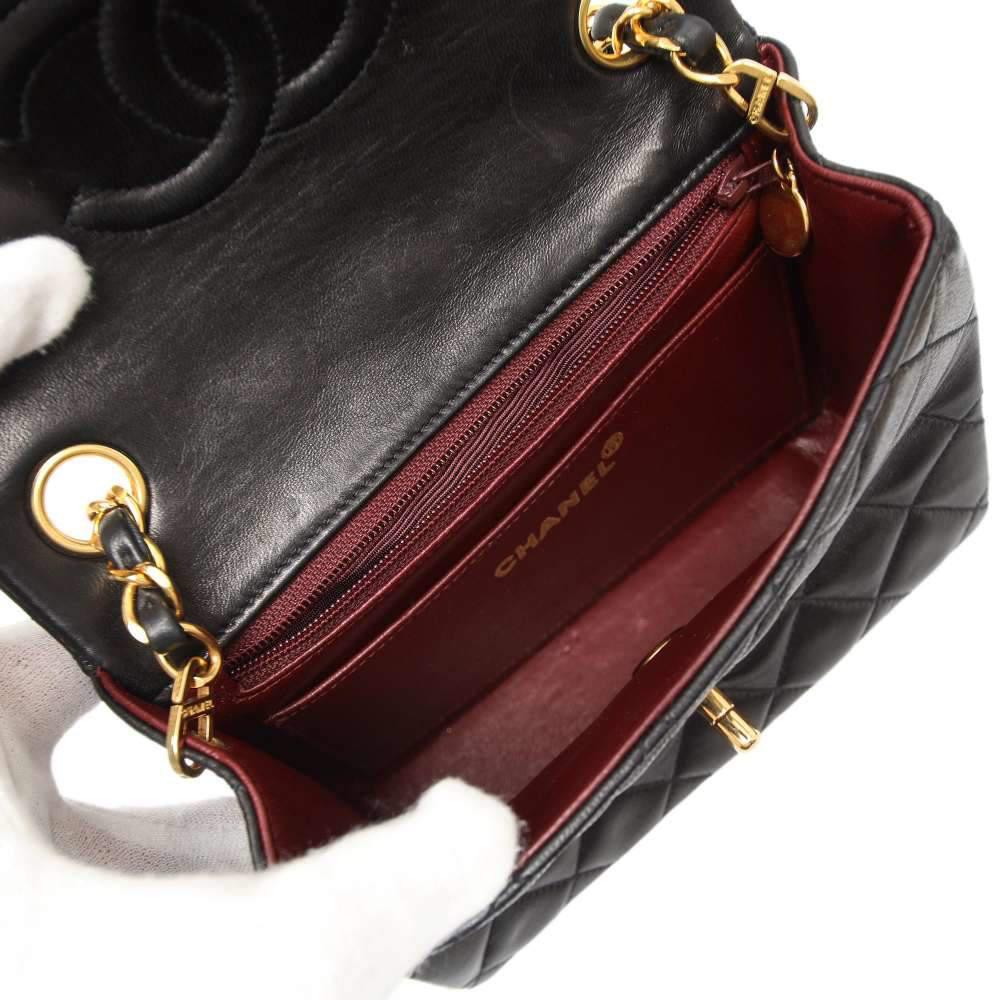 Chanel Black Lambskin Leather Square Mini Flap Bag商品第5张图片规格展示