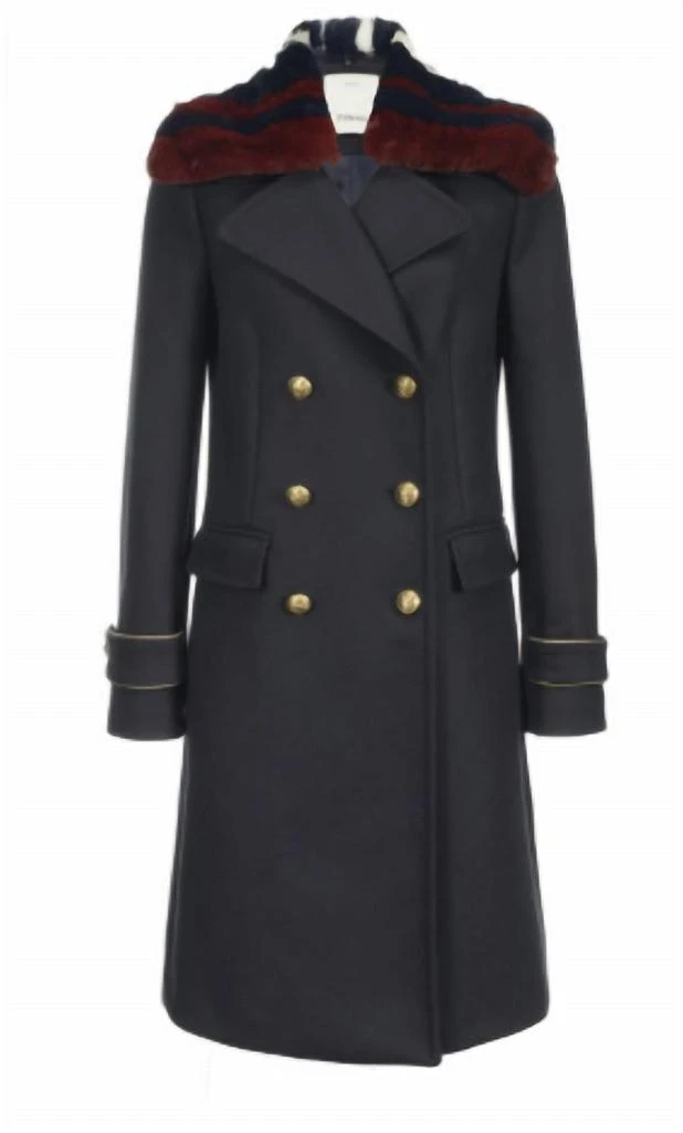 商品PINKO|Pinko Quadro Coat In Blu Dipinto,价格¥3921,第1张图片