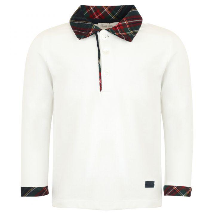 White & Tartan Polo Shirt & Trousers Set商品第2张图片规格展示