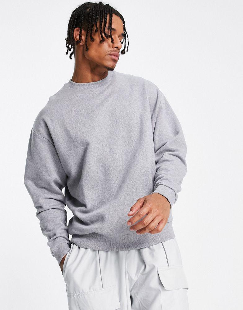 ASOS DESIGN oversized sweatshirt in grey marl with back print商品第2张图片规格展示